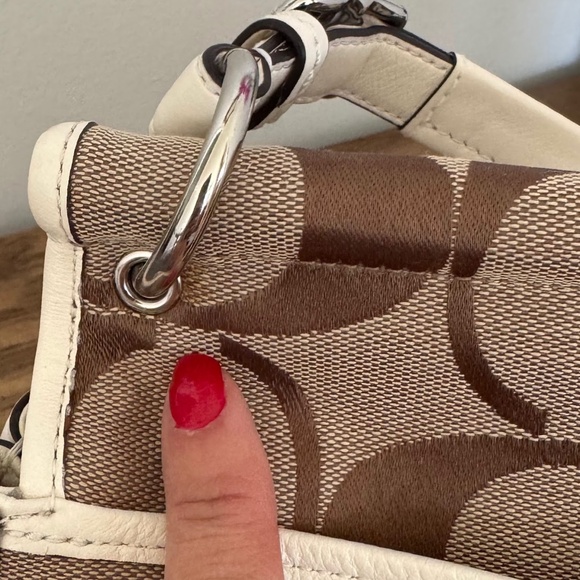 COACH 19034 Khaki  Ivory Signature Jacquard Leather Legacy Willis Crossbody Bag - Picture 8 of 15